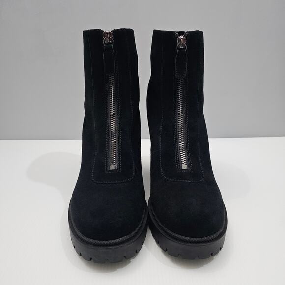 NEW Paige Brianne Ankle Boot Womens 9.5 Black Suede Platform Lug Sole Heeled - Picture 4 of 14